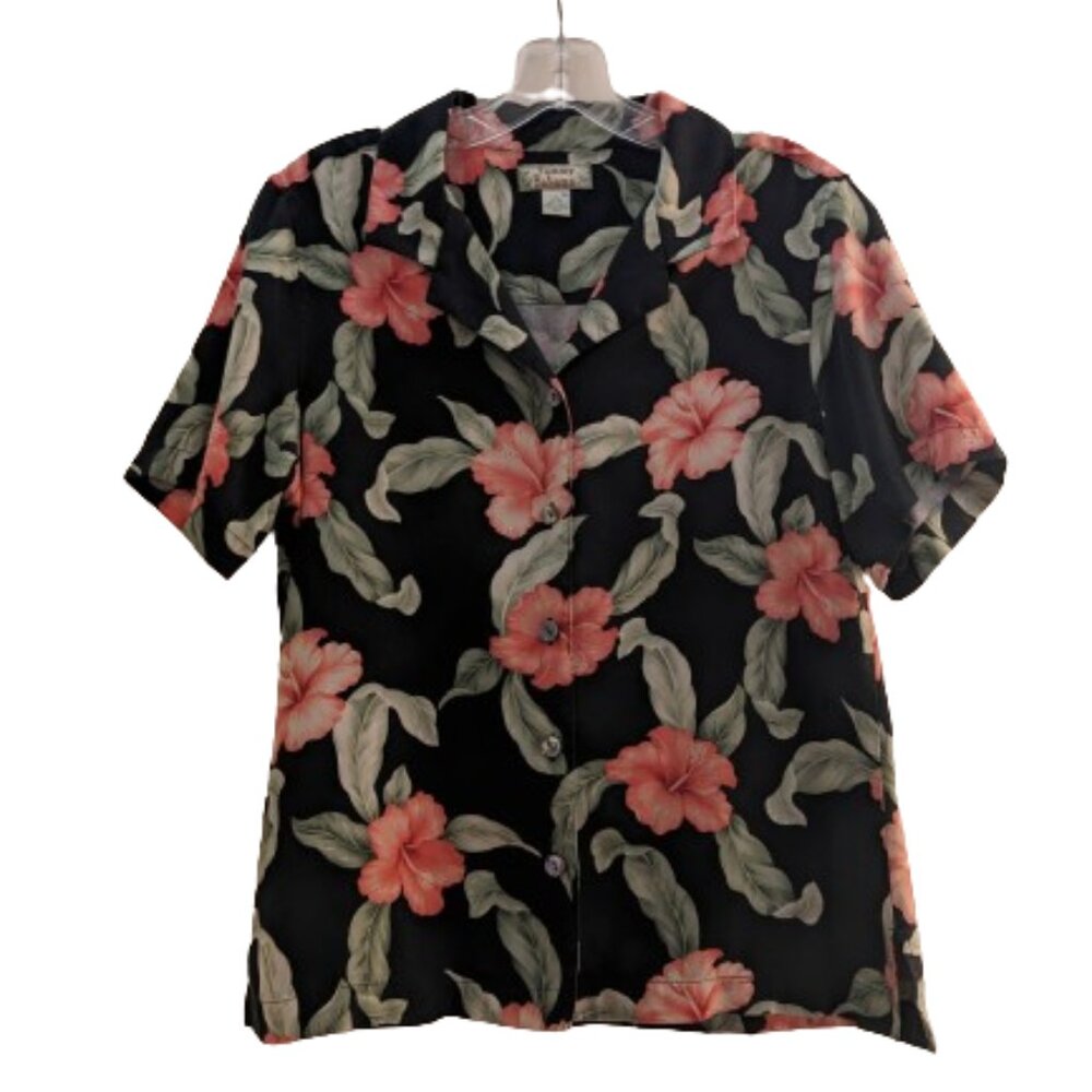 Tommy Bahama 100% Silk Tropical Short Sleeve Button Down Floral Medium